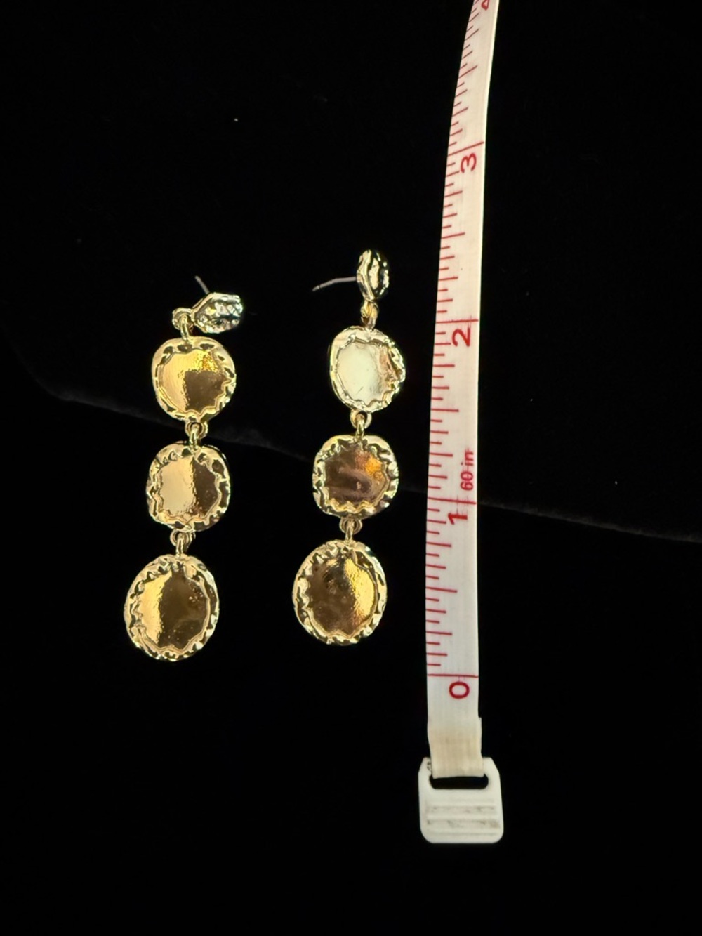 Gold Triple-Disc Drop Earrings - Women Jewelry